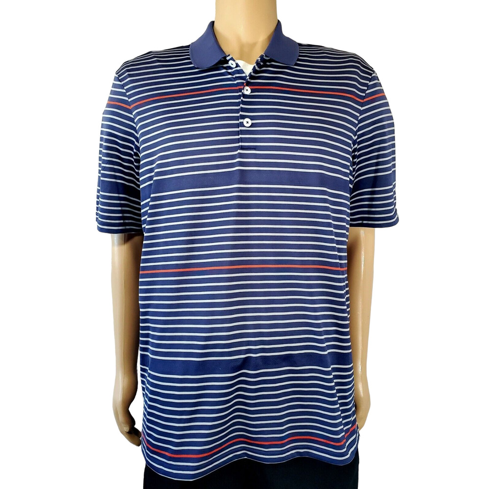 ADIDAS Golf S/S Polo Shirt Z98574 CLIMACOOL BLUE GRAY Stripe Sz Large EUC